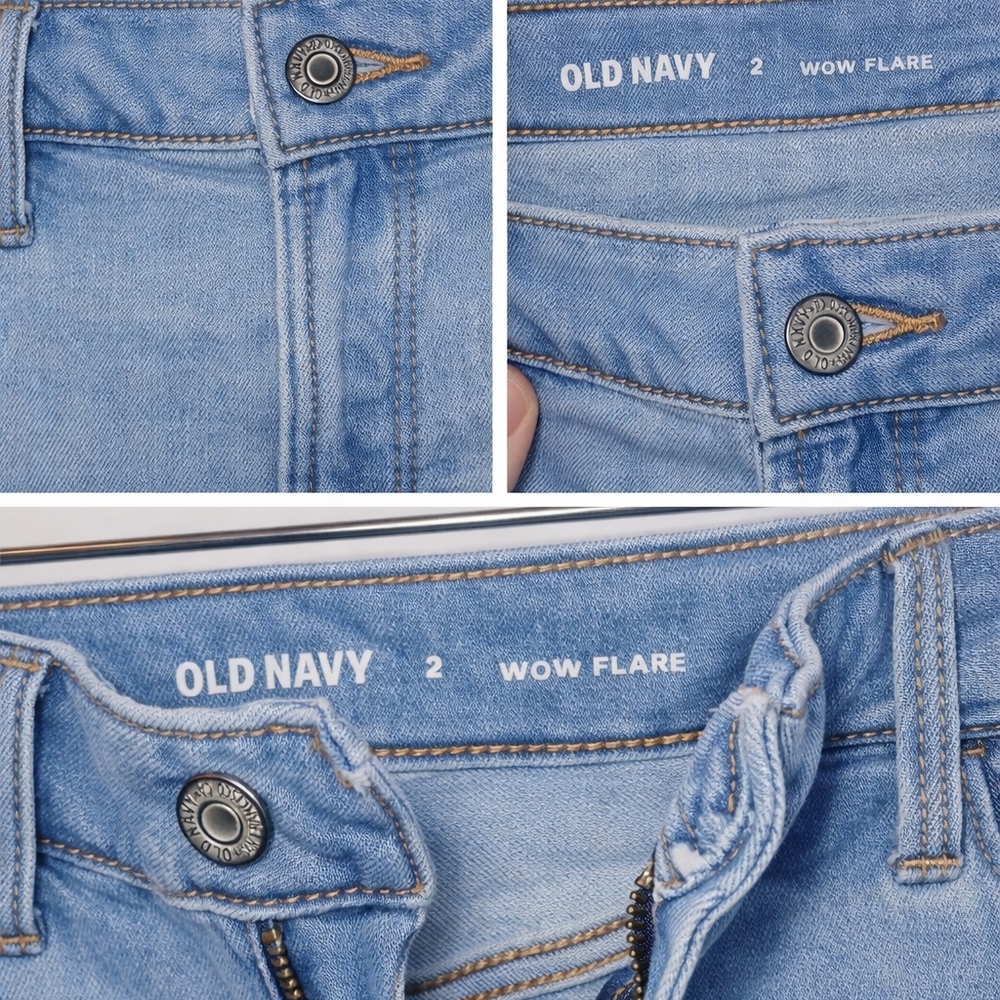 Old Navy Wow Flare Jeans Size 2 Light Wash Mid Rise Bootcut Stretch Denim - Picture 2 of 3